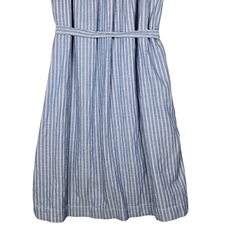 Anthropologie Isabella Sinclair Piper Blue Striped Ruffle Shirt Dress XL Belted - Picture 7 of 8